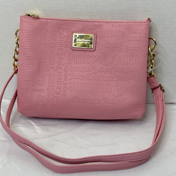Juicy Couture Pink Icing Embossedlogo Double Gusset Crossbody NWOT 8x10 - Picture 1 of 10